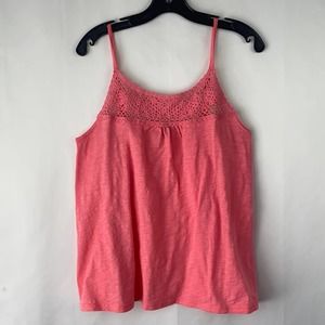 Gap Womens Pink Tank Top with Crochet Neckline Size Large